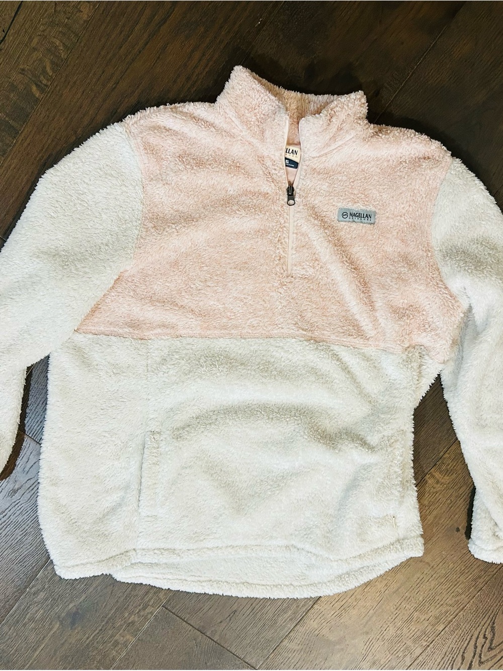 Magellan Outdoors Women’s Pink & Cream Sherpa Quarter-Zip Pullover Jacket XL